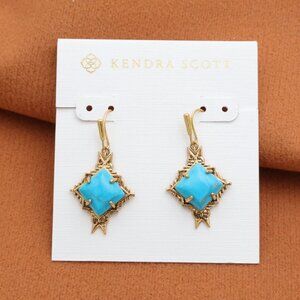 Kendra Scott | Cass - Vintage Gold Variegated Dark Teal Earrings